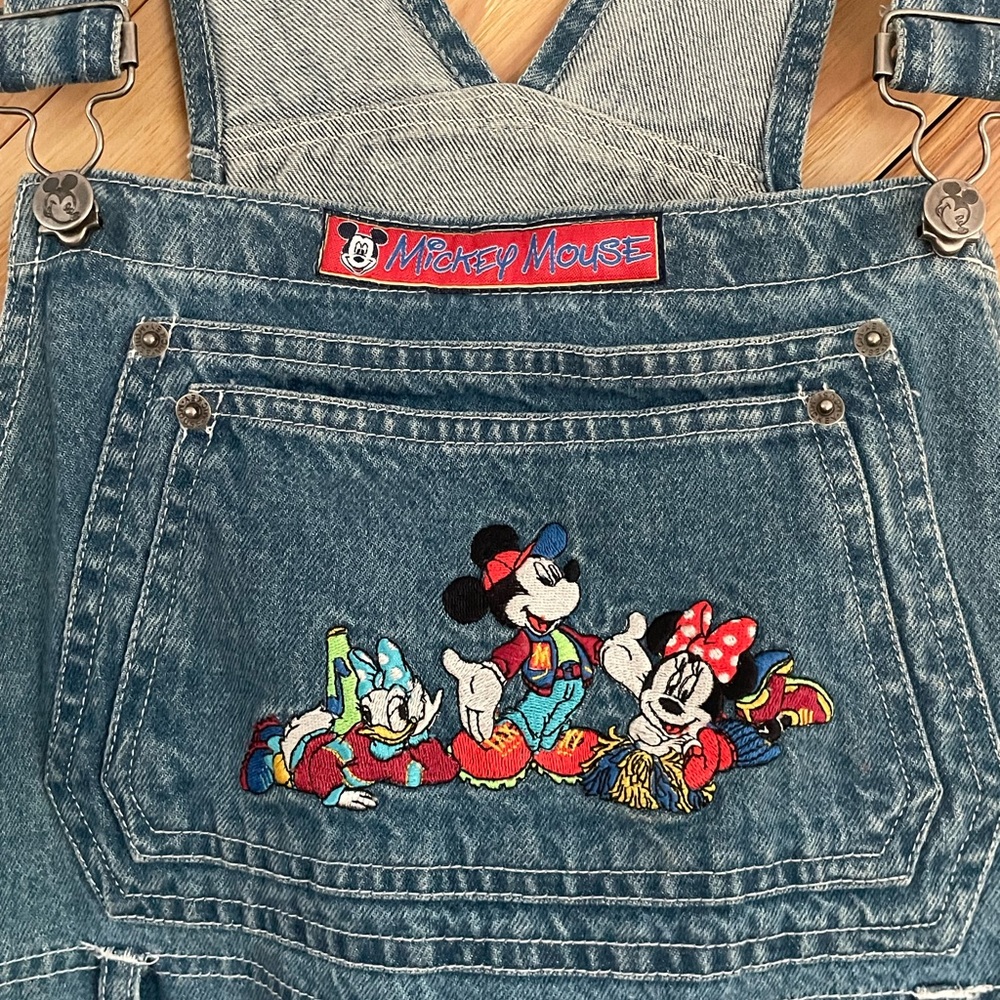 Vintage Mickey Signature overalls. Mickey, Minnie and Daisy - size M